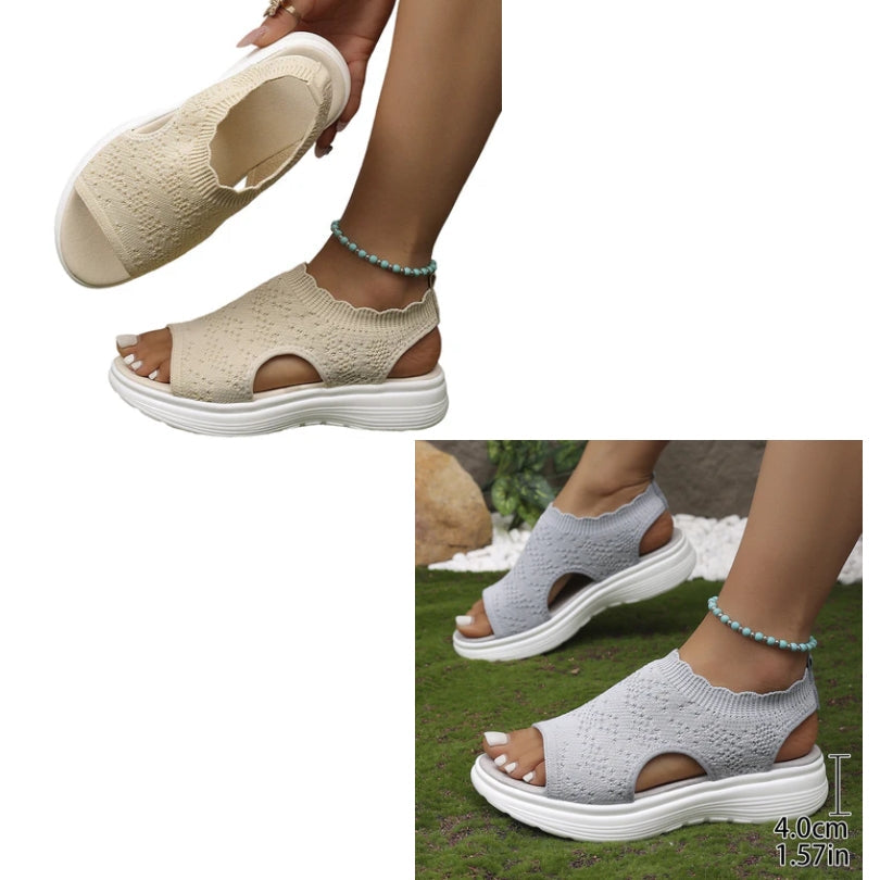 👡 Breathable Knitted Platform Sandals for Women: Light and Comfortable