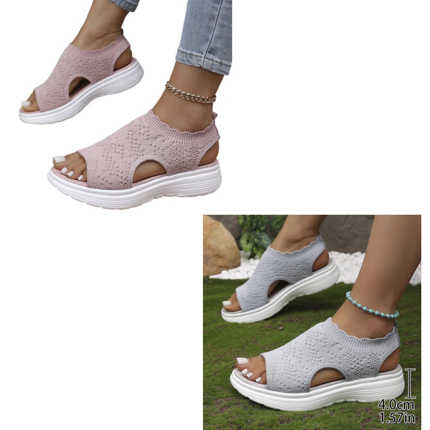 👡 Breathable Knitted Platform Sandals for Women: Light and Comfortable