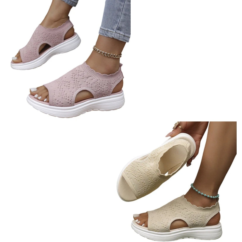 👡 Breathable Knitted Platform Sandals for Women: Light and Comfortable