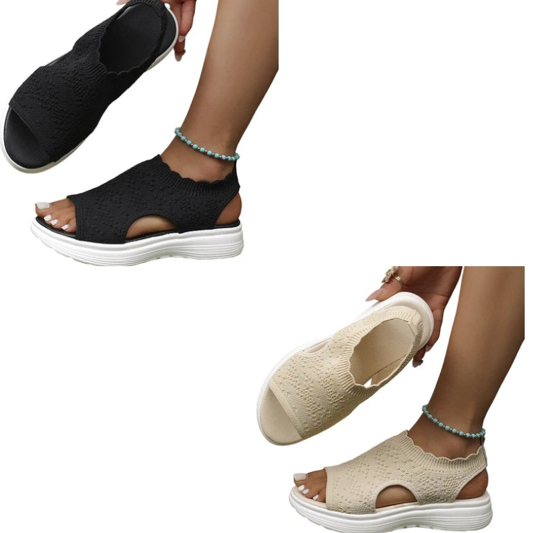 👡 Breathable Knitted Platform Sandals for Women: Light and Comfortable