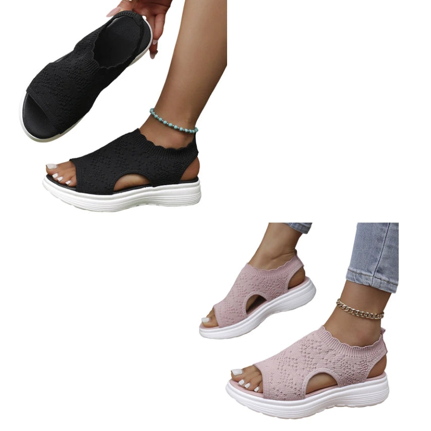 👡 Breathable Knitted Platform Sandals for Women: Light and Comfortable