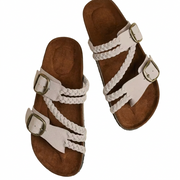 Sandalias Hayleigh de Corcho Trenzado – Doble Hebilla