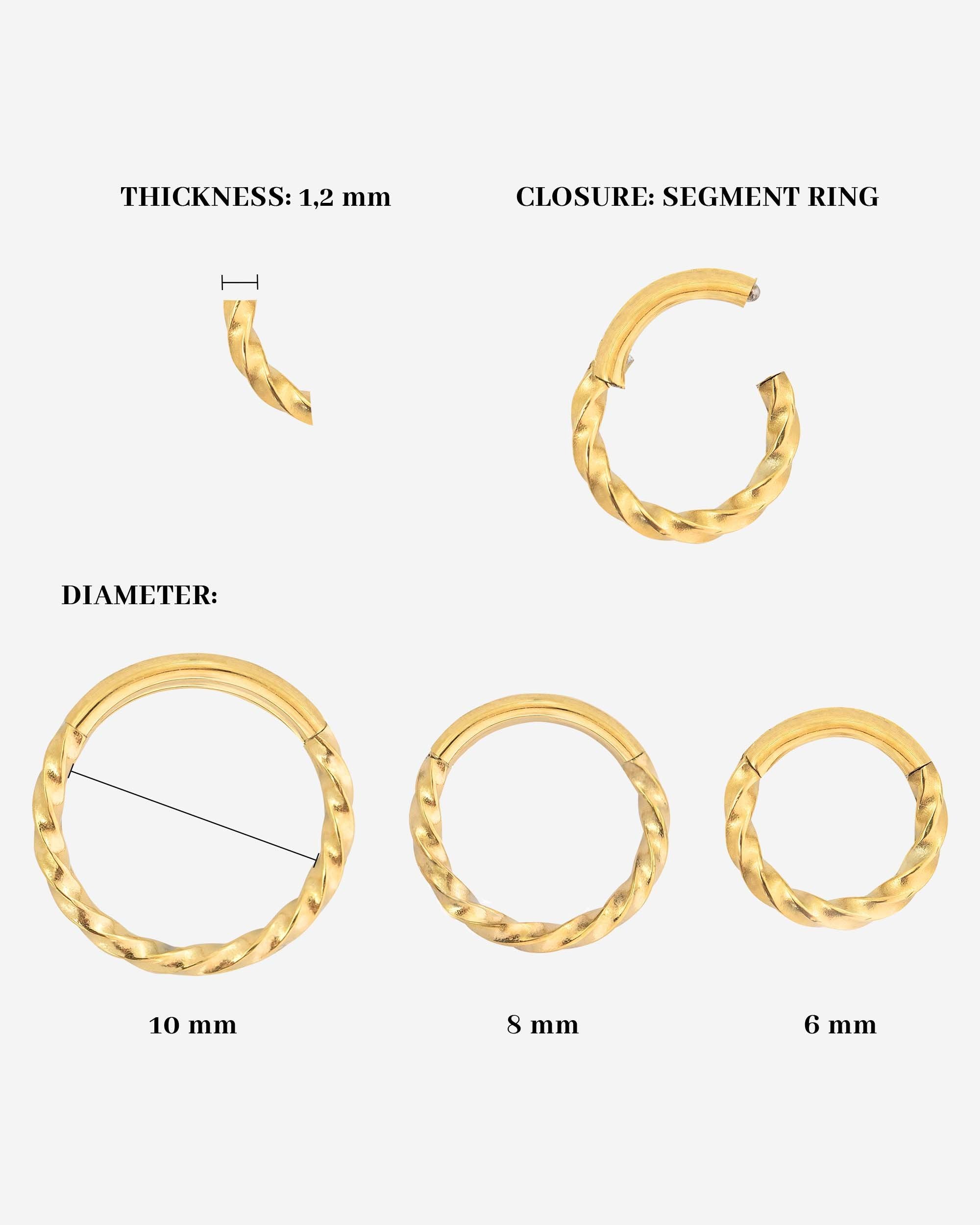 Gold "Twisted Click" Piercing Ring