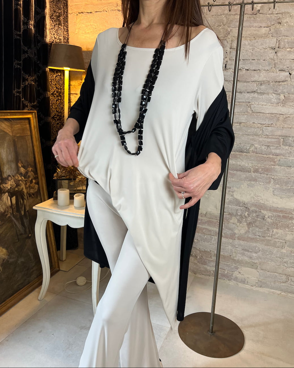 Asymmetric Blouse with 3/4 Sleeves