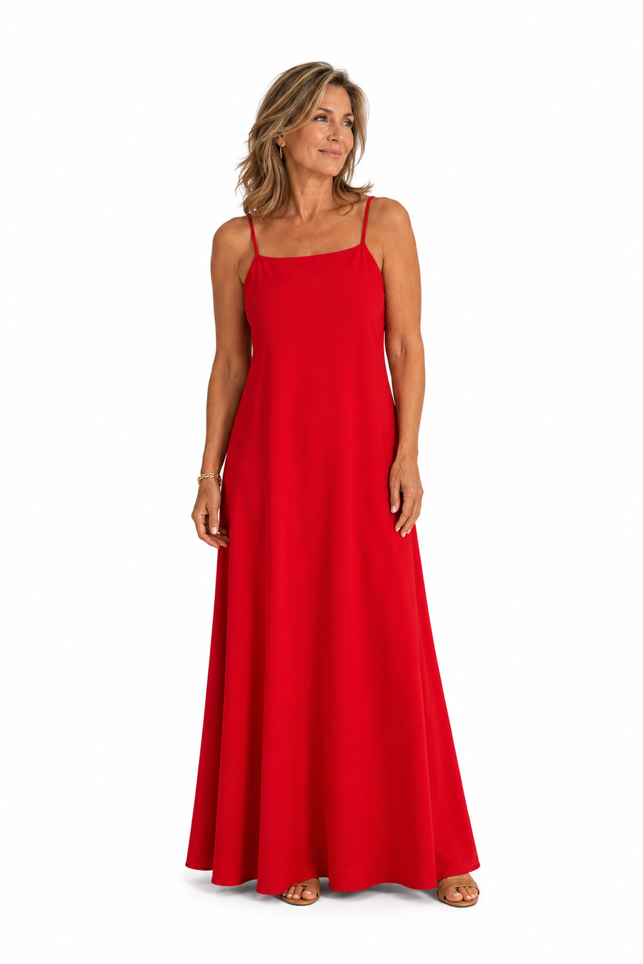Vestido Largo de Tirantes – Rojo