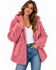 Chamarra Polar para Mujer con Capucha y Cierre