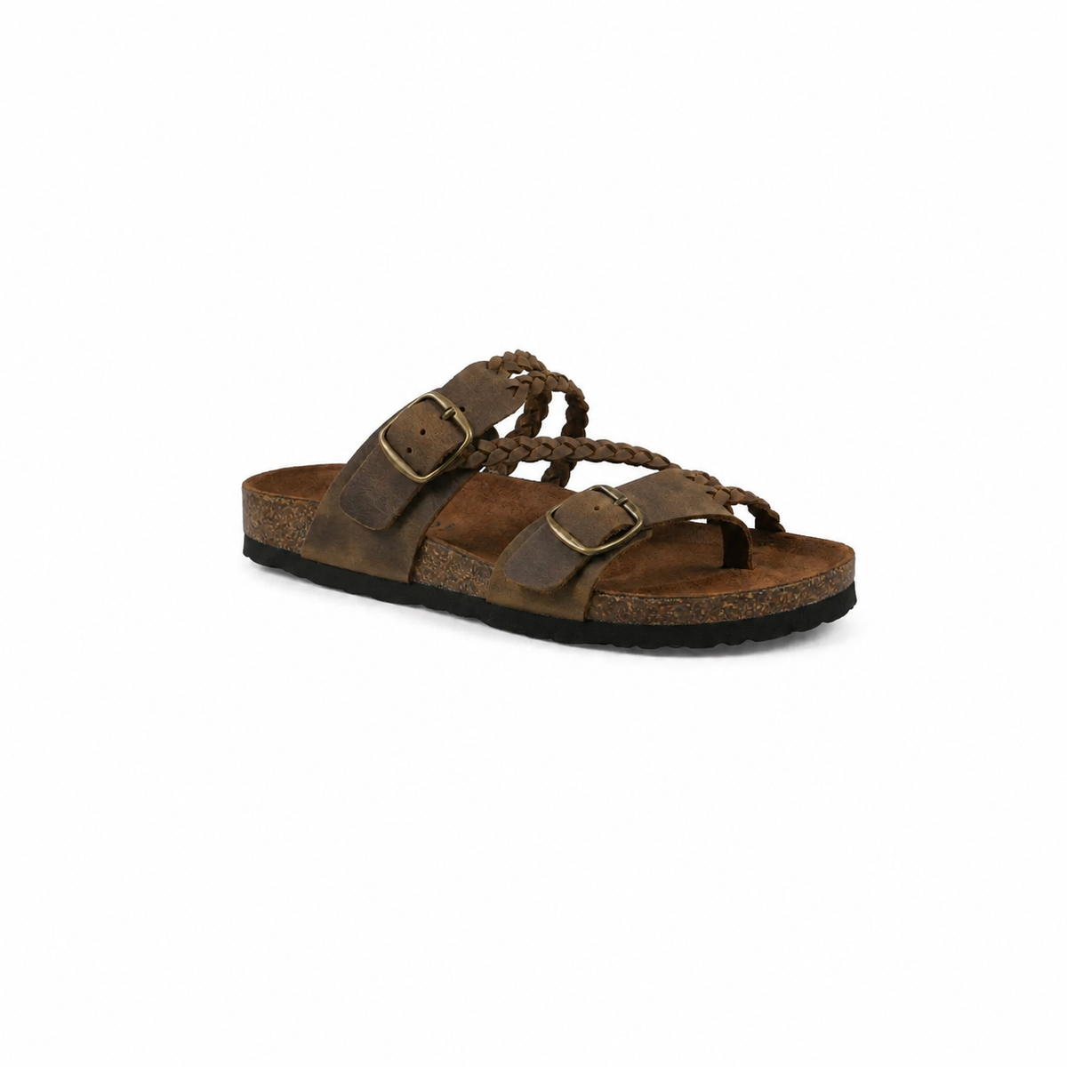 Sandalias Hayleigh de Corcho Trenzado – Doble Hebilla