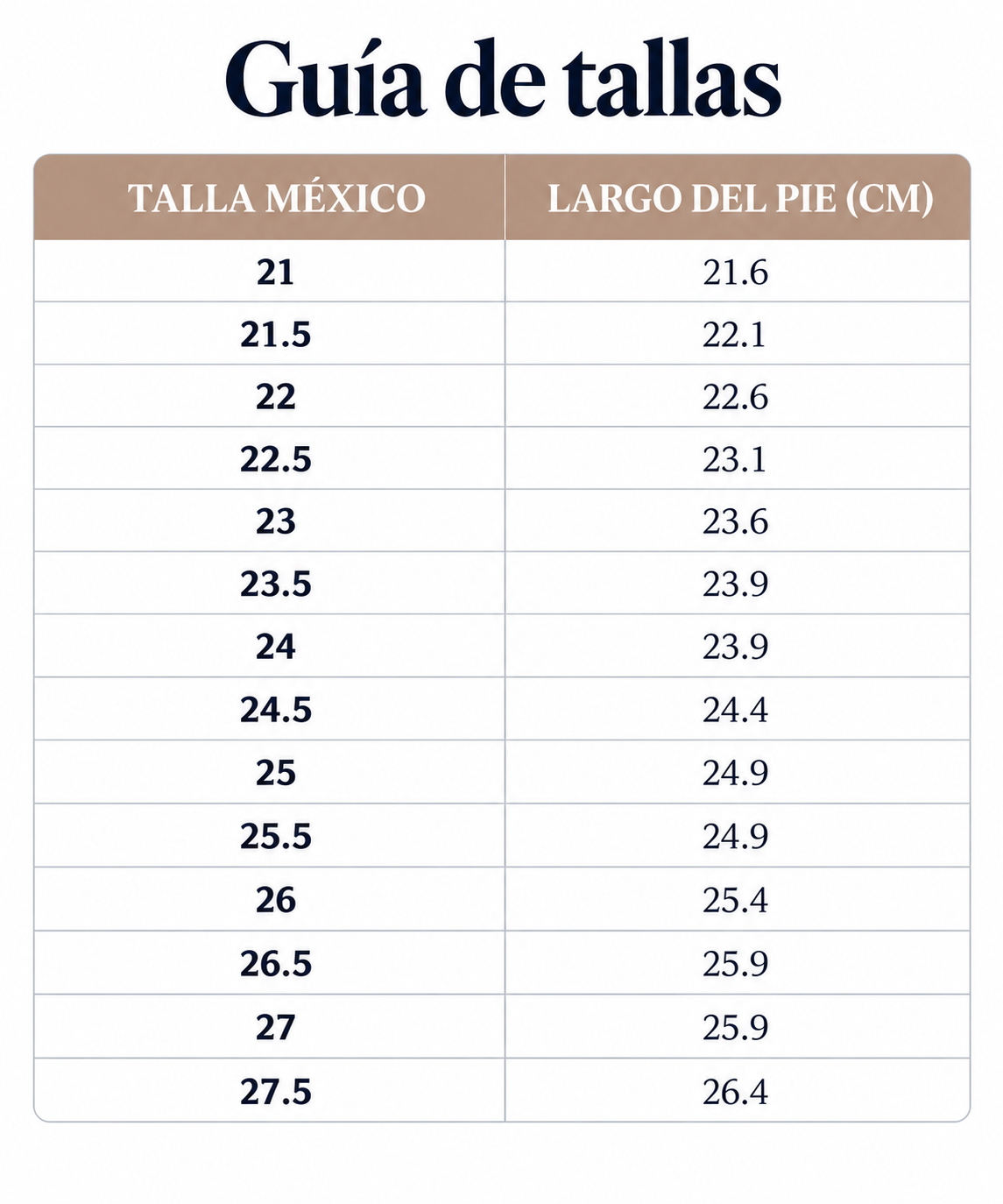 Piper | Botines Vaqueros sin Cierre size chart