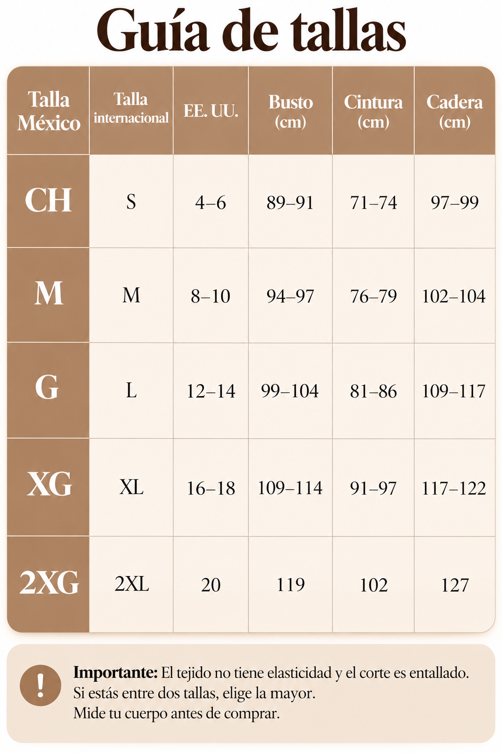 Conjunto Tejido de Dos Piezas con Botones Asimétricos size chart
