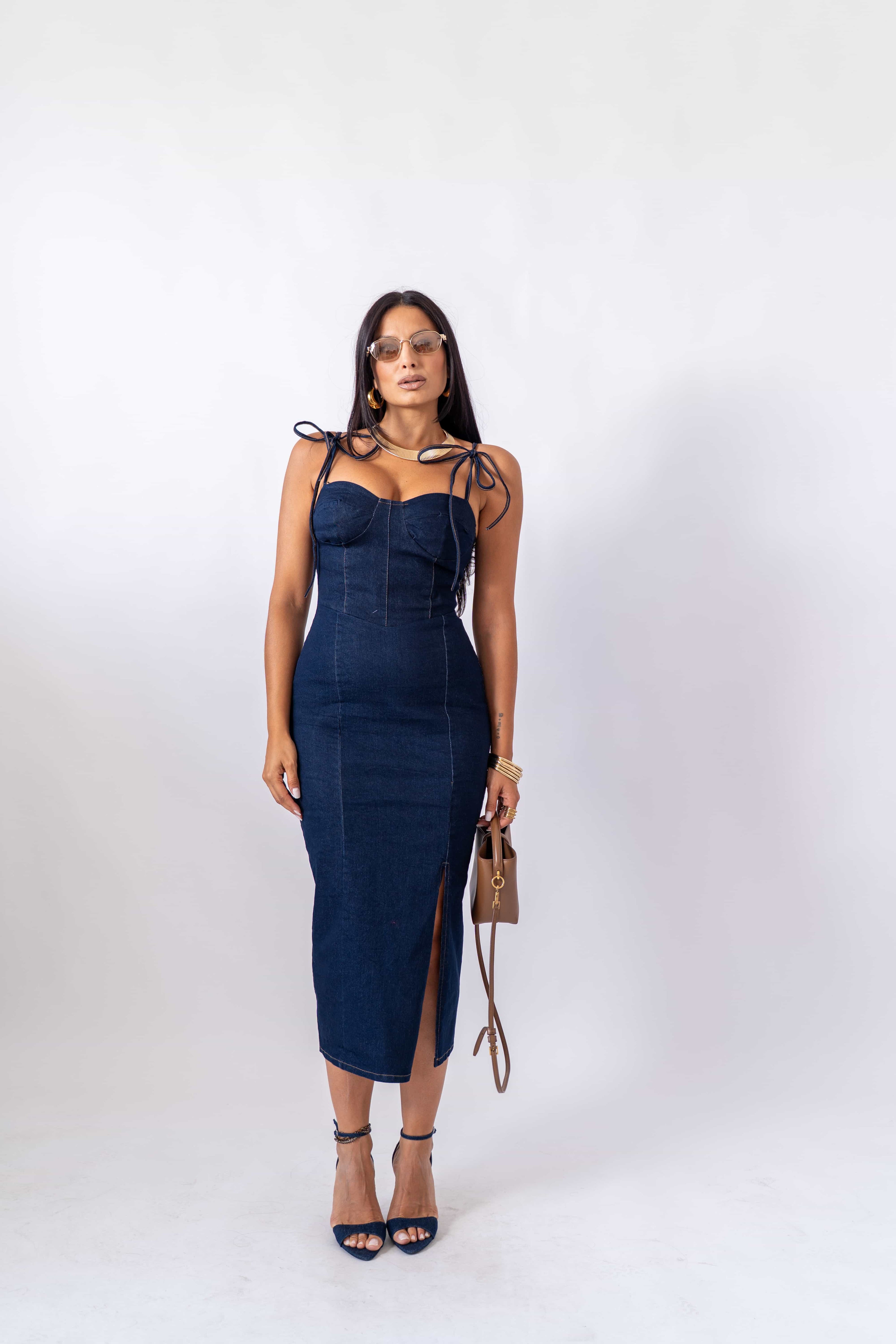 Dress Longuette In Denim