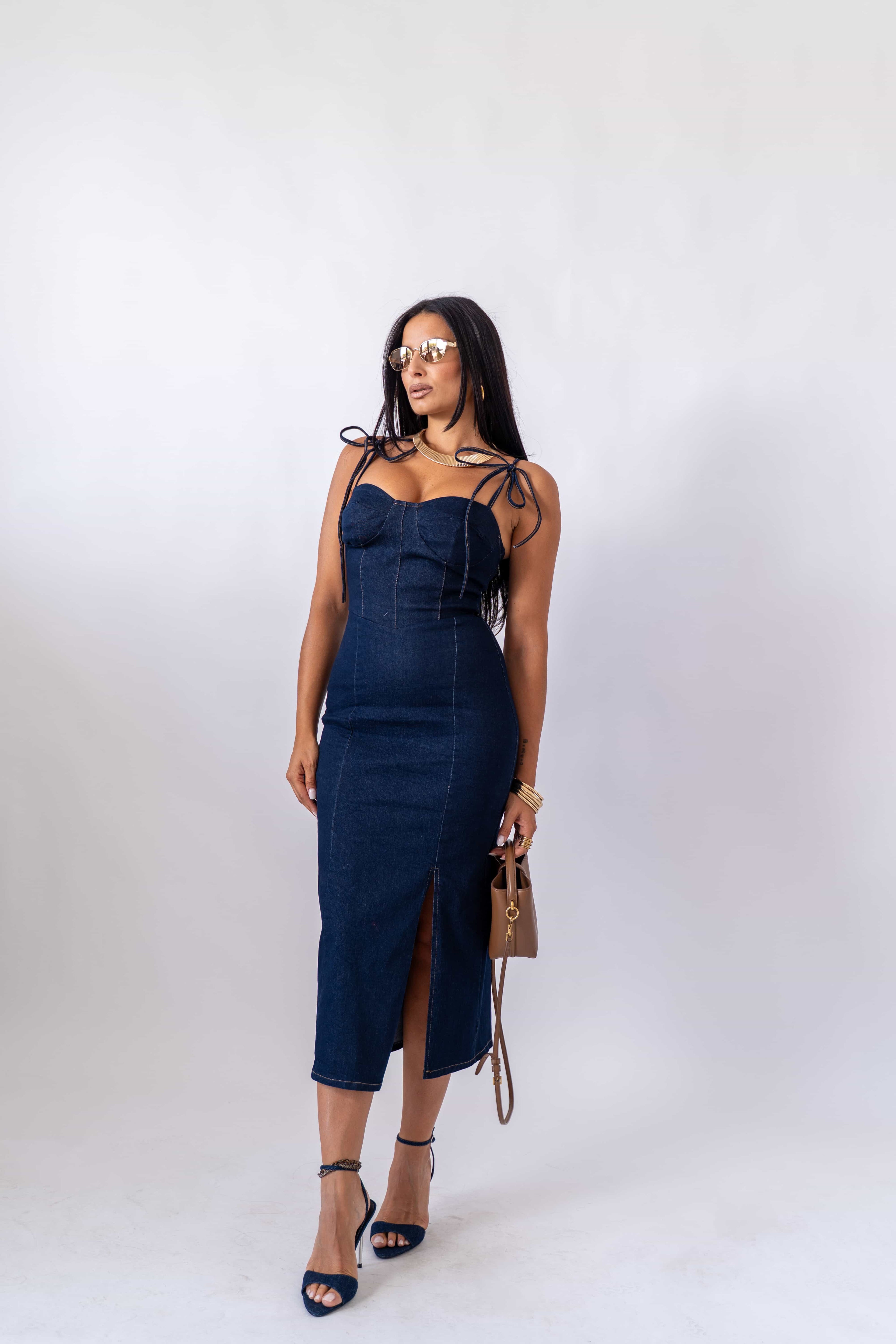 Dress Longuette In Denim