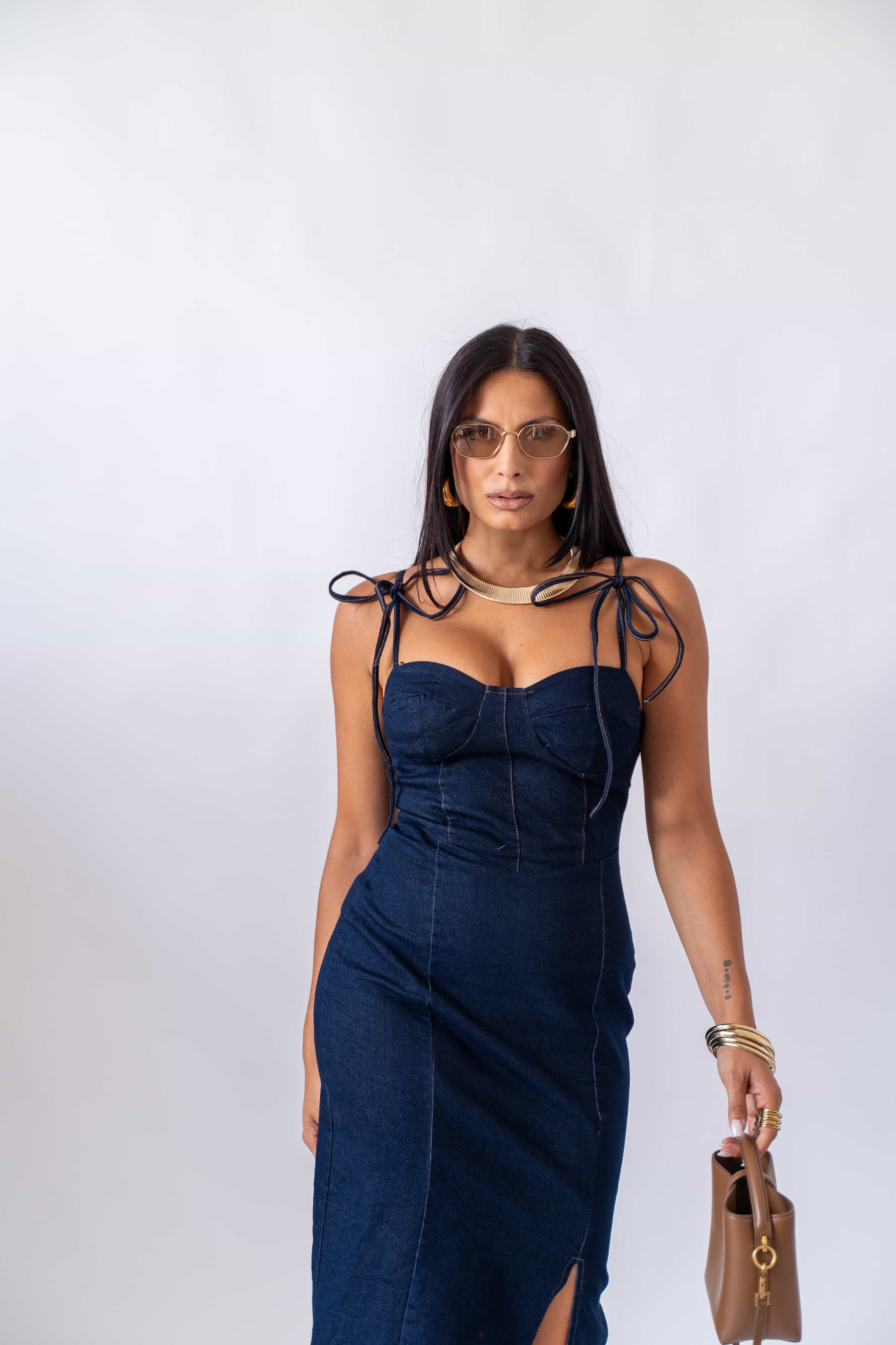 Dress Longuette In Denim