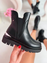 Xanne | Botines Negros con Plataforma y Cierre Interior