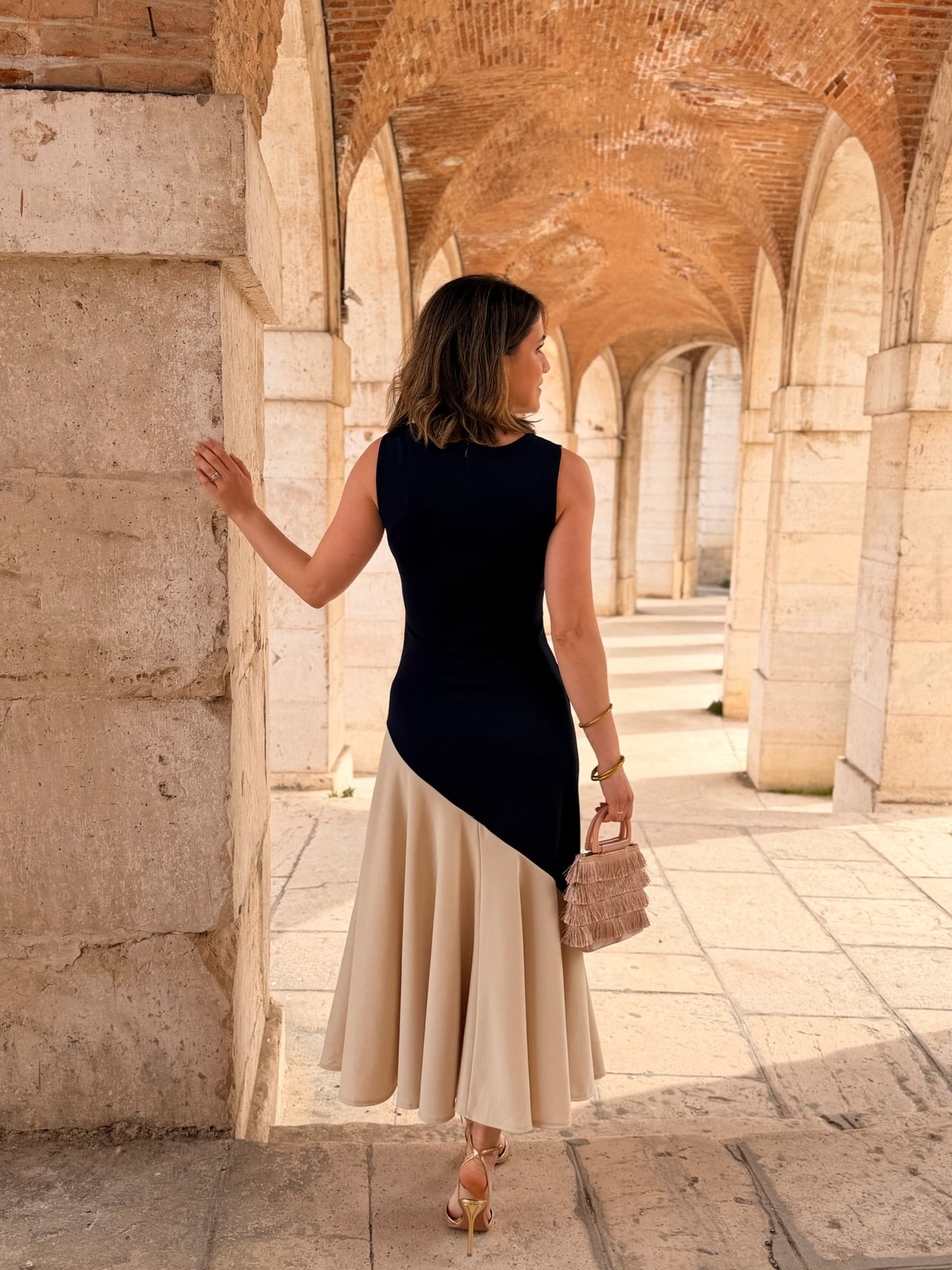 Vestido azul marino y beige| Aurelia
