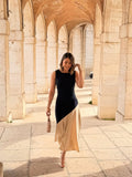 Navy and Beige Dress| Aurelia