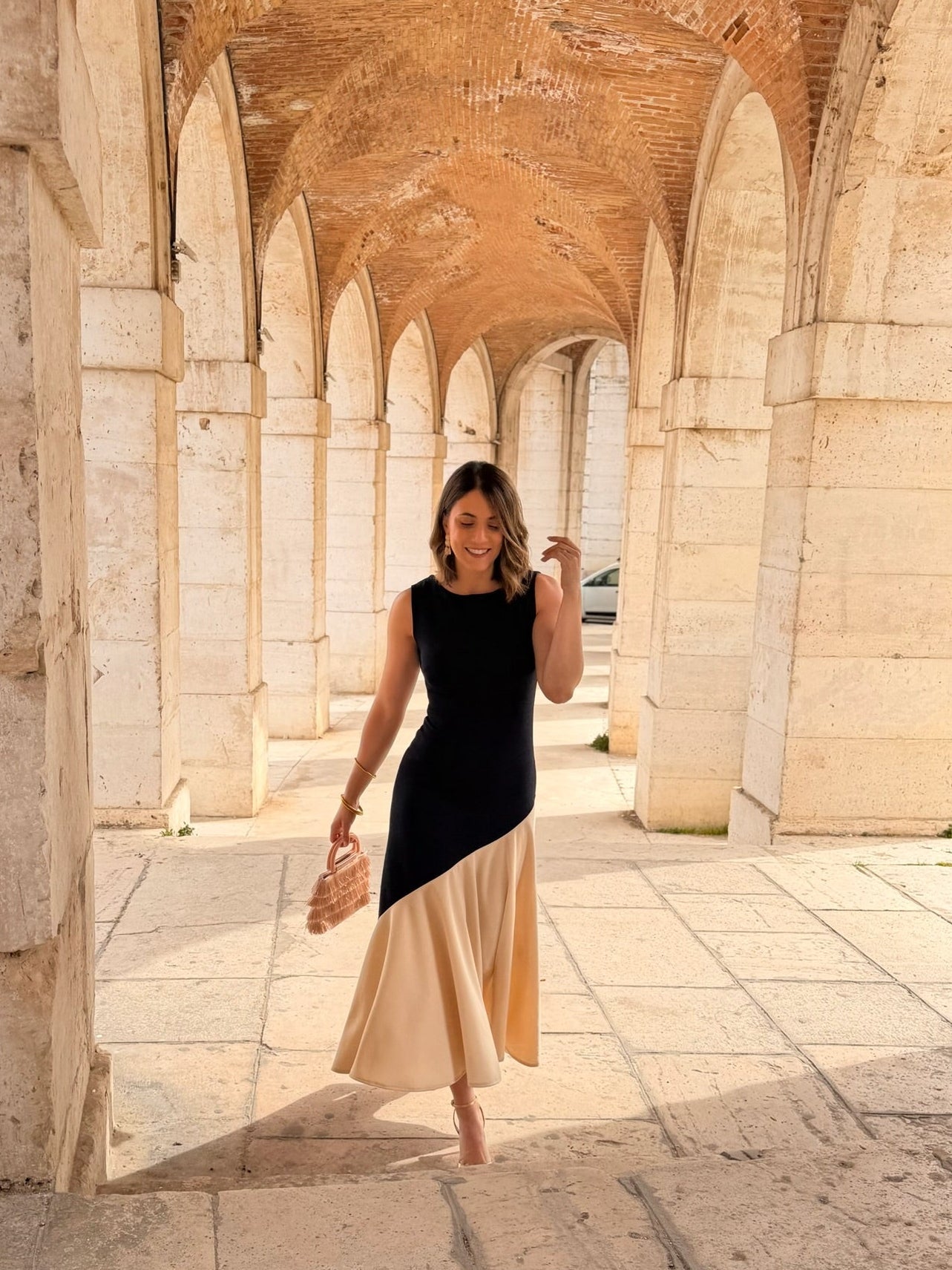 Vestido azul marino y beige| Aurelia