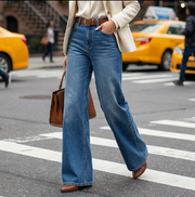 Jeans de Pierna Ancha y Tiro Alto con Lavado Vintage