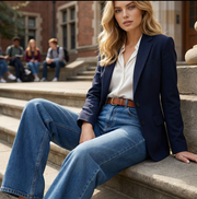 Jeans de Pierna Ancha y Tiro Alto con Lavado Vintage