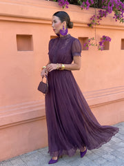 Cayetana | Vestido Largo de Chifón con Cuello Alto