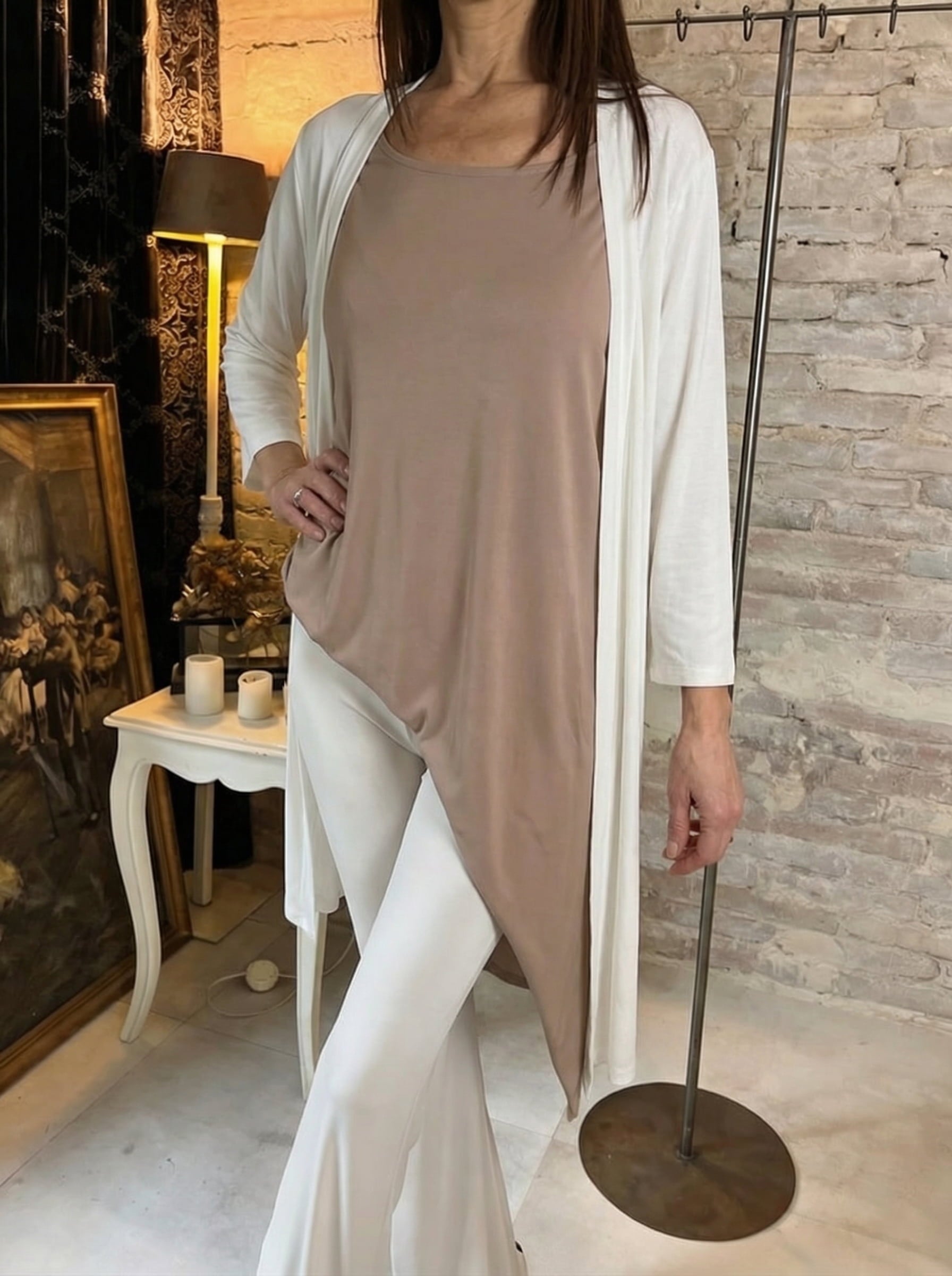 Asymmetric Blouse with 3/4 Sleeves