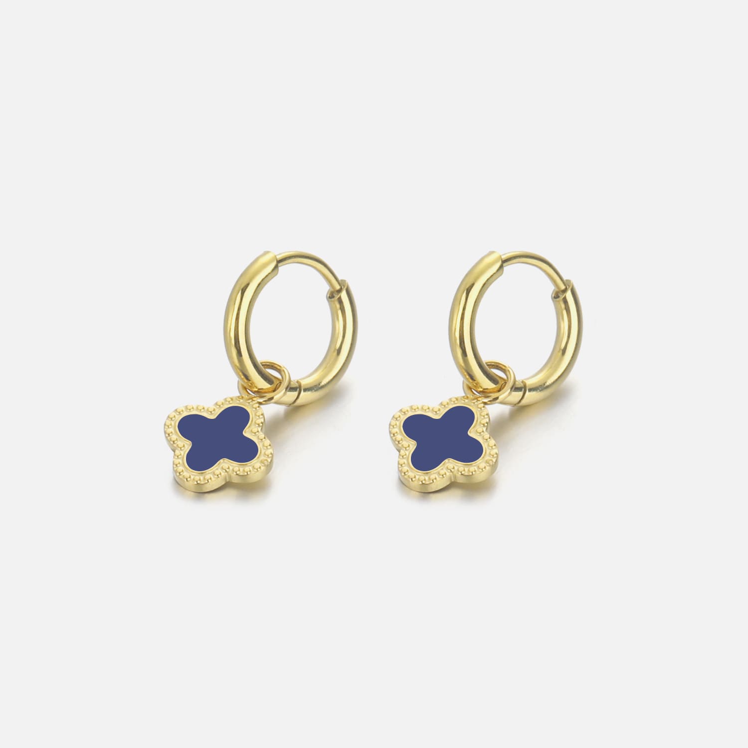 Pendientes de trébol dorados y azules