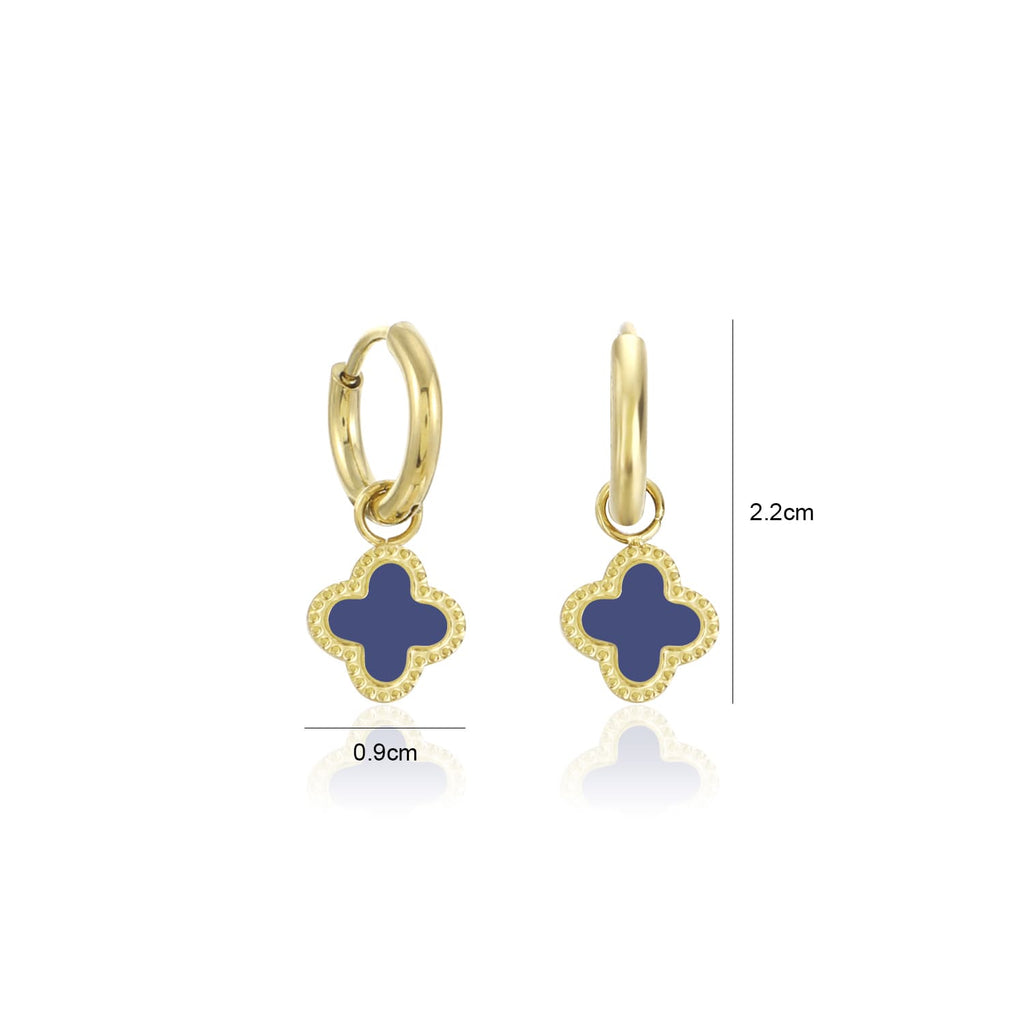 Pendientes de trébol dorados y azules