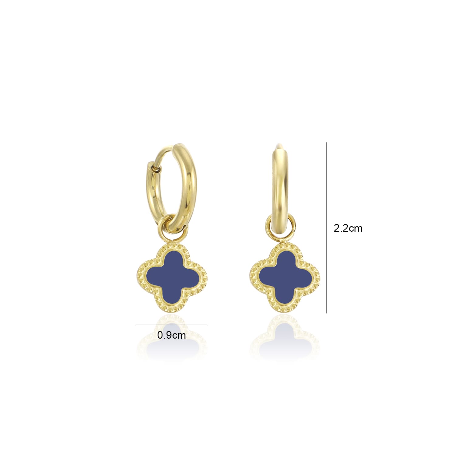 Pendientes de trébol dorados y azules