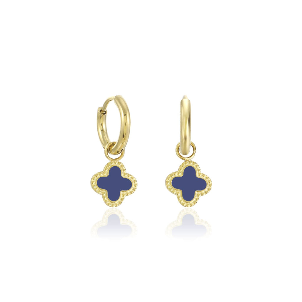 Pendientes de trébol dorados y azules