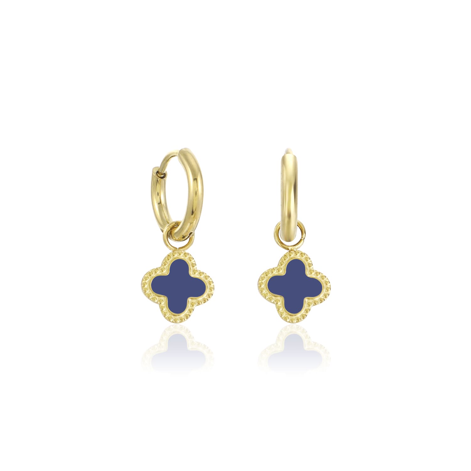 Pendientes de trébol dorados y azules