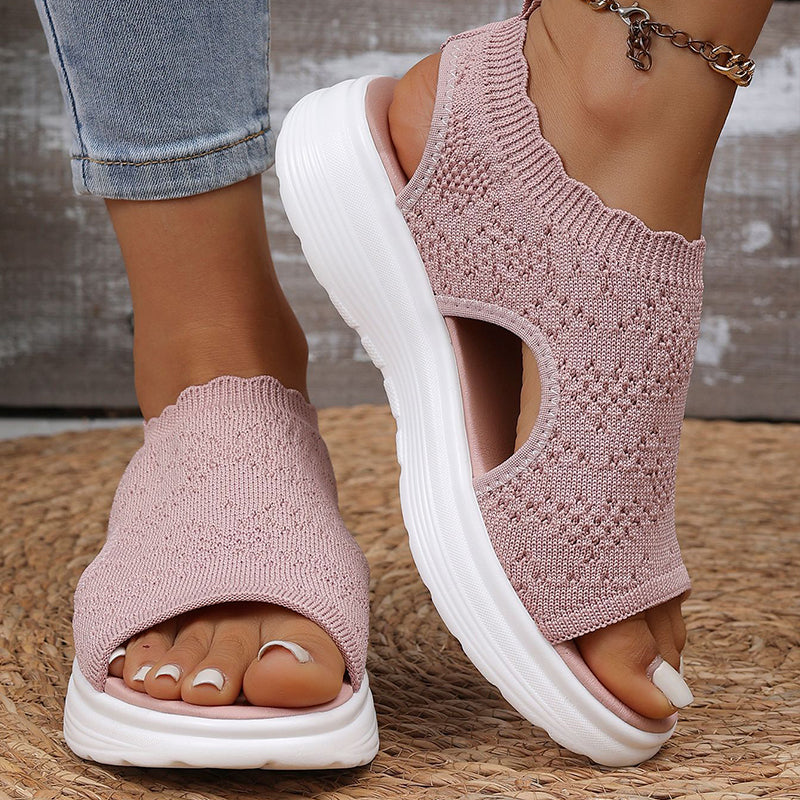 👡 Breathable Knitted Platform Sandals for Women: Light and Comfortable