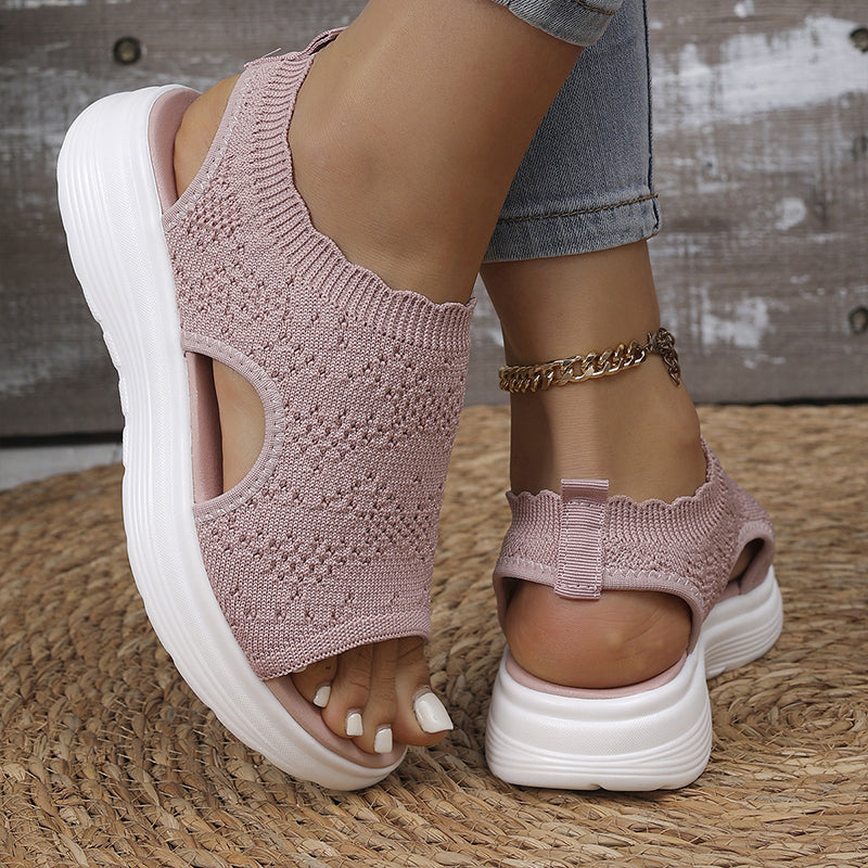 👡 Breathable Knitted Platform Sandals for Women: Light and Comfortable