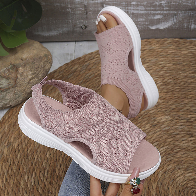 👡 Breathable Knitted Platform Sandals for Women: Light and Comfortable