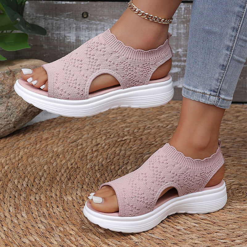 👡 Breathable Knitted Platform Sandals for Women: Light and Comfortable