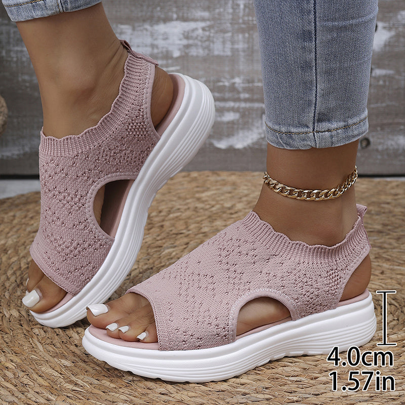 👡 Breathable Knitted Platform Sandals for Women: Light and Comfortable