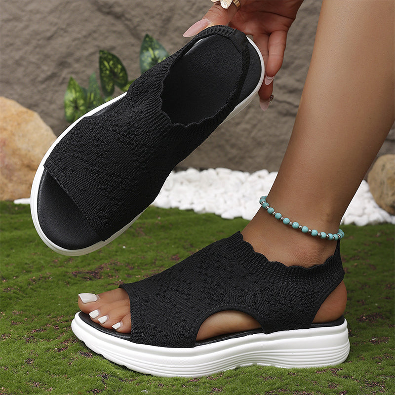 👡 Breathable Knitted Platform Sandals for Women: Light and Comfortable