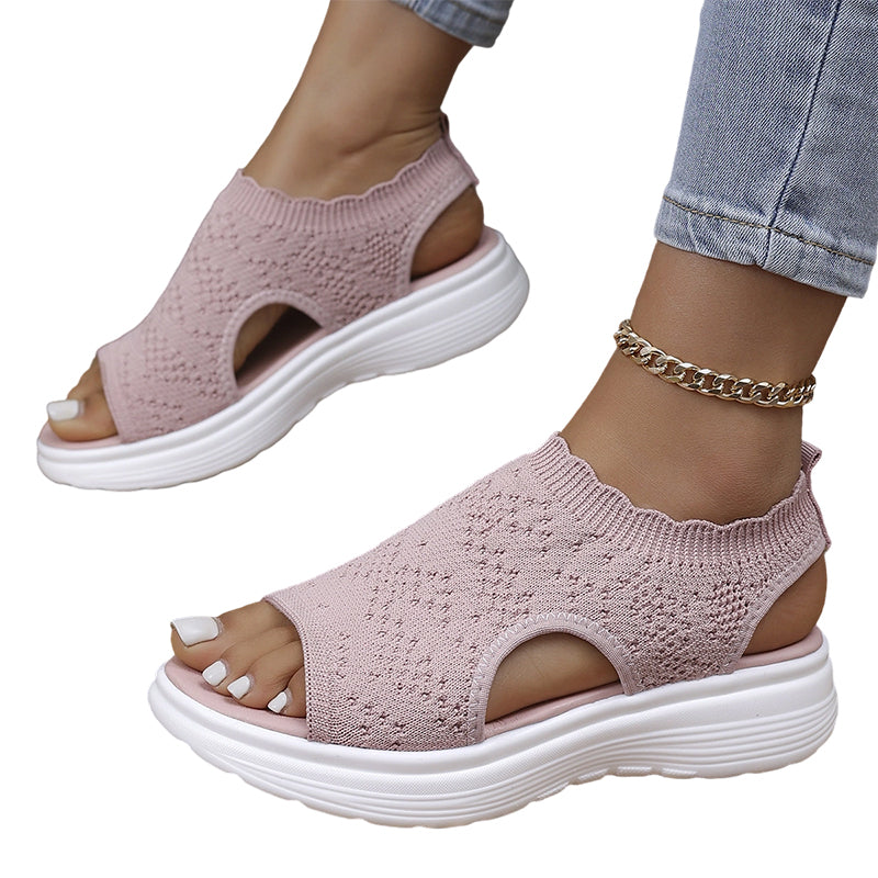 👡 Breathable Knitted Platform Sandals for Women: Light and Comfortable