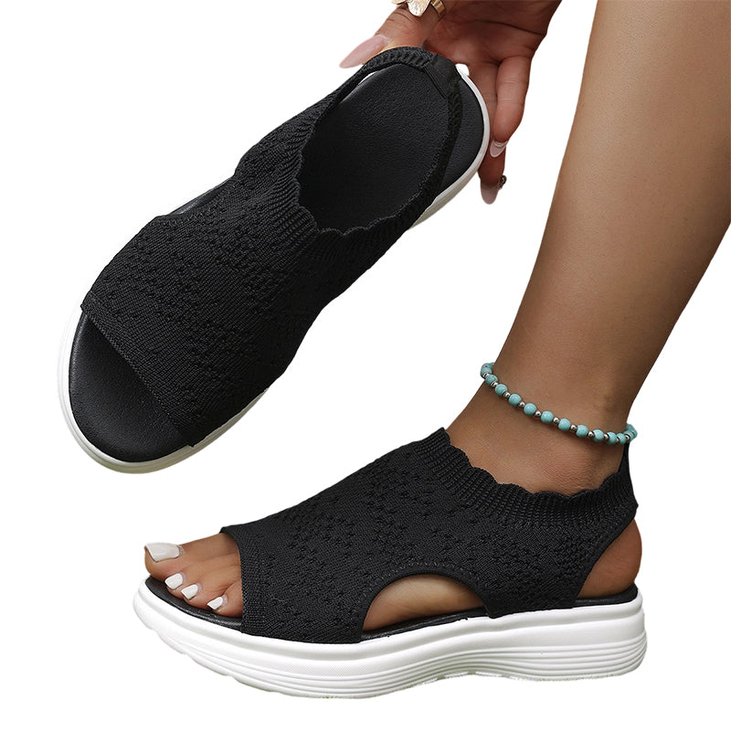 👡 Breathable Knitted Platform Sandals for Women: Light and Comfortable